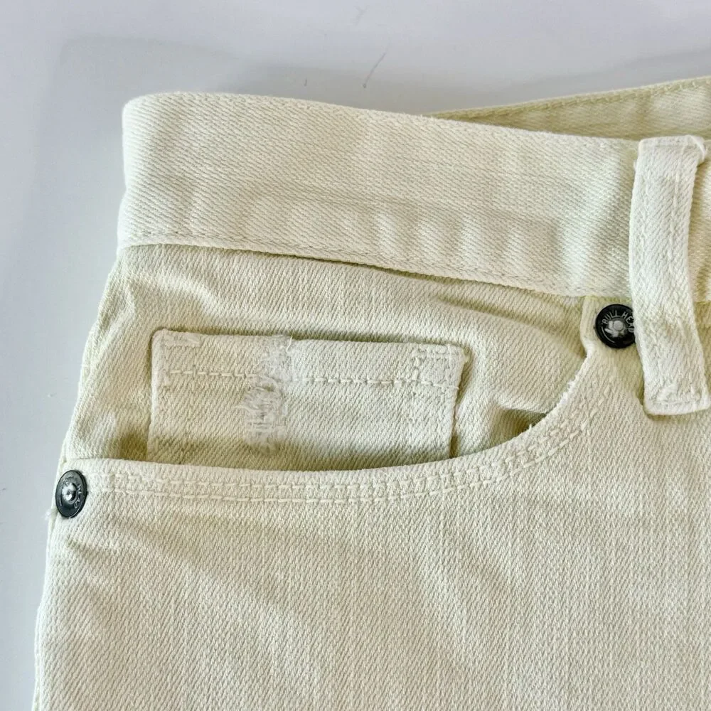 BULLHEAD Jean Shorts Womens Jr Sz 3 Denim Stretch Cuffed  Pale Yellow Waist 30
